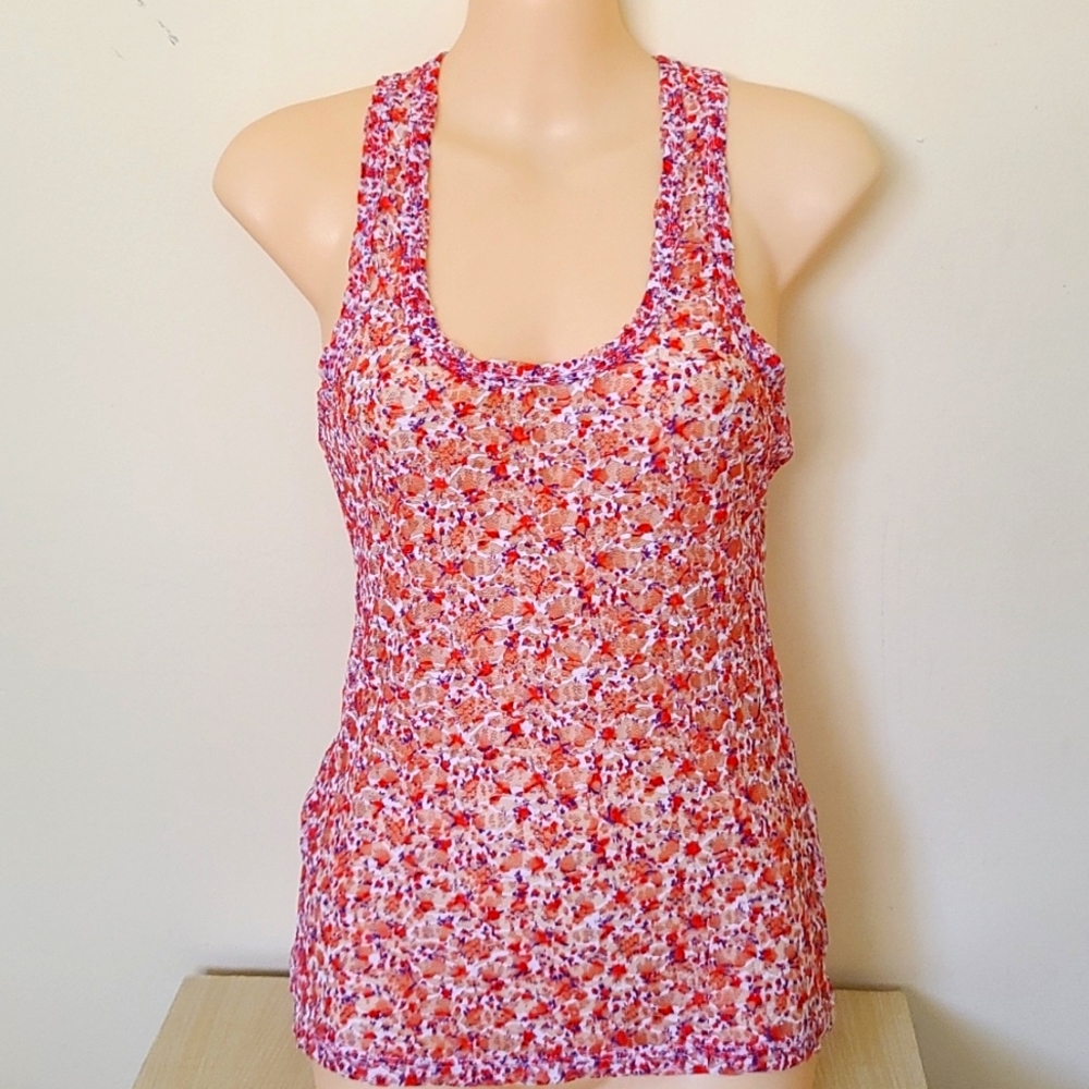 Guess Sexy Sheer Red/Pink Floral Top size S/P